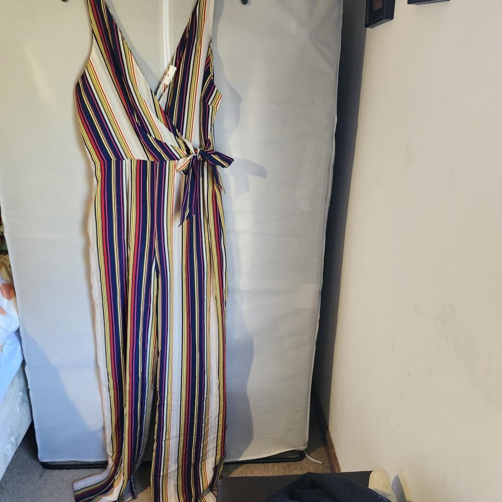 Socialite Multicolor Striped One-Shoulder Wrap Jumpsuit
